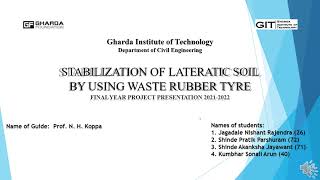 STABILIZATION OF LATERITIC SOIL BY USING WASTE RUBBER TYRE [upl. by Livy]