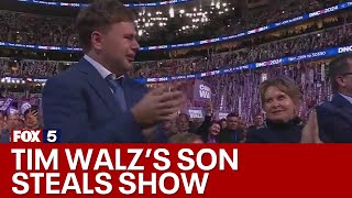 Tim Walz sons emotional reaction to dad at DNC  FOX 5 News [upl. by Nosnev600]