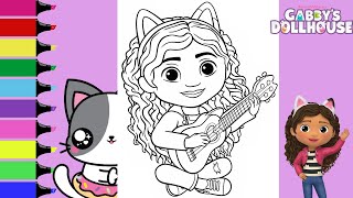 Coloring Gabbys Dollhouse Gabby Guitar with Kitty Fairy Coloring Book Pages  Sprinkled Donuts JR [upl. by Nnaeed]