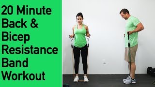 Back and Biceps Resistance Band Workout  20 Minutes of Back Sculpting and Bicep Building [upl. by Yarazed]