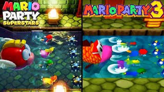 Comparison of Cheep Cheep Chase in Mario Party 20002021 [upl. by Epolulot]