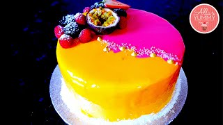 Mango amp Passion Fruit Mousse Cake Recipe  Mirror Glaze  Торт Экзотик Мангомаракуйя [upl. by Ddart]