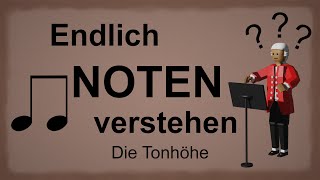 Noten lesen lernen im Violin und Bassschlüssel – Die Tonhöhe 1 [upl. by Einnahc]