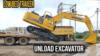 Low Bed trailer Loading Excavator Komatsu 200 [upl. by Flori112]