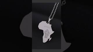 Titanium Steel Africa Map Pendant Necklace pendents fashion [upl. by Ytsanyd]