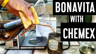 BONAVITA WITH CHEMEX  HOW TO MAKE CHEMEX COFFEE WITH THE BONAVITA SHOWERHEAD [upl. by Oirramaj]