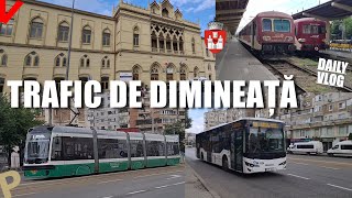 Iasi  Piata Garii  Trenuri tramvaie autobuze si trafic de dimineata 2022 [upl. by Wobniar169]