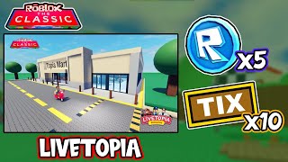 CONSIGUE TODOS LOS TOKENS y TIX en LIVETOPIA  EVENTO ROBLOX THE CLASSIC [upl. by Jamima]