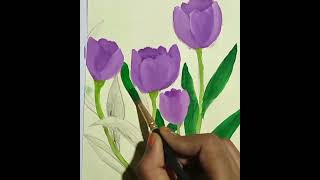 easy tulip flowers drawing💜 [upl. by Bridie]