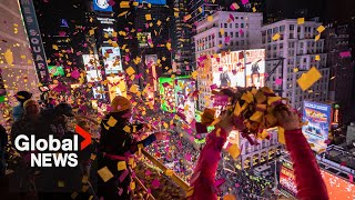 New Year’s 2024 New York City celebrates with iconic ball drop at Times Square [upl. by Tortosa]