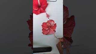 Hibiscus 🌺 flower painting on paper freehand painting watercolorpainting viral art short video [upl. by Meredith]