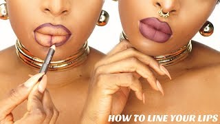 HOW TO LINE YOUR LIPS OVERLINE DEFINE YOUR LIPS [upl. by Ahsinik]