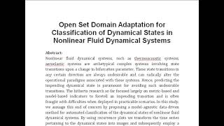 Open Set Domain Adaptation for Classification of Dynamical States in Nonlinear Fluid Dynamical Syste [upl. by Godard]