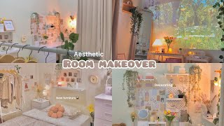 Aesthetic room makeover 🪴 simple amp cozy 🧸˚☽˚｡⋆ [upl. by Anitnemelc]