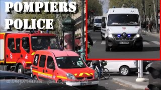 Convoi police antiémeute et pompiers de Paris [upl. by Annaicul]