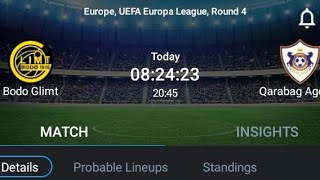 LIVE  Bodo Glimt VS Qarabag Agdam UEFA Europe league Round 4 [upl. by Eimarrej]