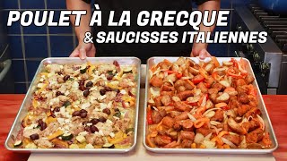 RECETTES RAPIDES FACILES ET ECONOMIQUES AU FOUR  POULET À LA GRECQUE amp SAUCISSES ITALIENNES [upl. by Anitrebla178]