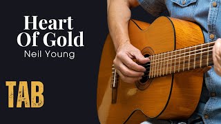 Heart Of Gold  Neil Young  Fingerstyle Guitar Tutorial Tab [upl. by Gnues90]