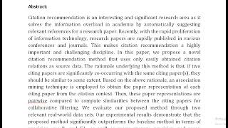 Context Based Collaborative Filtering for Citation Recommendation [upl. by Enattirb423]