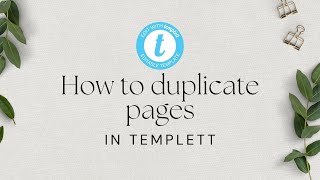 How to duplicate a page in Templett Templett Tutorial [upl. by Vincenz642]