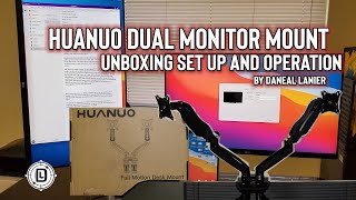 Huanou Dual Monitor Mount Unboxing Set Up and Operation [upl. by Martsen577]