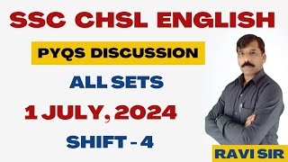 SSC CHSL  ENGLISH PYQ  All sets of 2024 Set  4  1 July 2024 Shift  4 [upl. by Samford911]