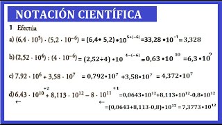 Notación científica Operaciones de suma resta multiplicación y división [upl. by Strenta]