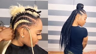 HOW TO DO FEED IN BRAIDS  KANEKALON BRAIDING HAIR TUTORIAL [upl. by Birgitta]