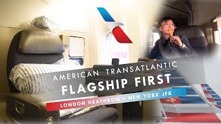 Transatlantic FLAGSHIP FIRST CLASS on American Airlines 777300ER from London to New York JFK AA105 [upl. by Ringo]