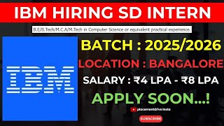 IBM Software Developer Internship in Bangalore  Key Skills amp Role Explained [upl. by Aeel]