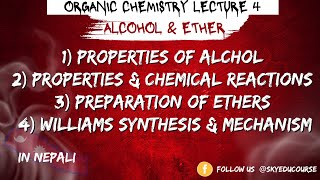 Alcohol and Ether  Organic Chemistry  Bsc  TU  Nepal [upl. by Durrej]