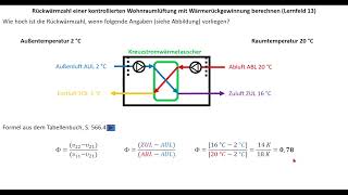 Rückwärmzahl eines Wärmetauschers einer kontrollierten Wohnraumlüftung berechnen [upl. by Leahcimnhoj366]