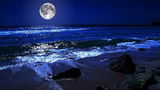 Fall Asleep On A Full Moon Night With Calming Wave Sounds  9 Hours of Deep Sleeping on Mareta Beach [upl. by Skipper]