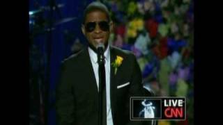 USHER BRINGS TEARS SINGING quotGONE TO SOONquot AT MICHAEL JACKSONS MEMORIAL 7709 [upl. by Isolda]