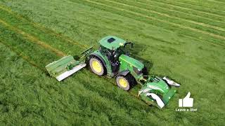 Silage 2021  Mowing with The Deere and McHale Mowers HD Raw sound included [upl. by Bega]