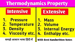 Thermodynamics Properties  Intensive Properties  Extensive Property  Extensive And Intensive [upl. by Mignonne25]