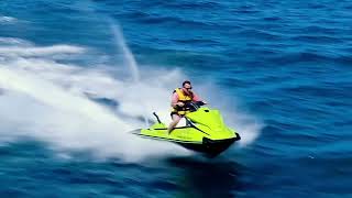 Water sports drone footage jet ski Analipsi Atlantica caldera palace [upl. by Ahsienel]