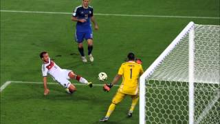 Germanys 2014 World Cup Final Goal Scored By Mario Götze Commentated in German Spanish amp English [upl. by Wendie]