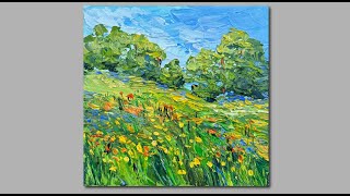 Acrylic Painting Impressionistic Landscape Acrylic painting techniques [upl. by Oicnerolf662]