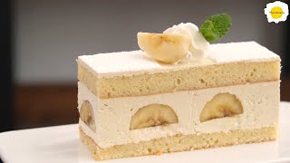 Banana mousseline cream cake 香蕉慕斯林奶油蛋糕 Gâteau à la crème mousseline à la banane [upl. by Alicia]