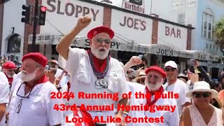 2024 Running of the Bulls  43rd Annual Hemingway LookALike Contest at Sloppy Joes Bar in Key West [upl. by Nama]