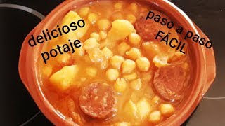 Potaje de GARBANZOS CON CHORIZO Y PAPAS fácil y delicioso [upl. by Cormack]