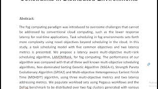 Latency Aware Multi Objective Fog Scheduling Addressing Real Time Constraints in Distributed Environ [upl. by Alikahs]