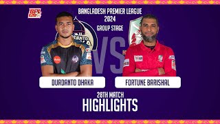 Durdanto Dhaka vs Fortune Barishal  Highlights  28th Match  Season 10  BPL 2024 [upl. by Leonor97]