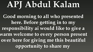 Speech on APJ Abdul kalam  speech on APJ Abdul kalam in English  Speech on former President [upl. by Cela]