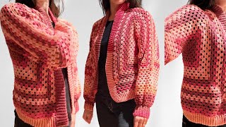 Veste hexagonale granny au crochet [upl. by Brana]