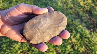 Flint Knapping  Reducing a Chert Nodule down to a Biface [upl. by Yroffej]