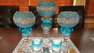 centerpiece ideas DIY glamorous candleholder centerpiece [upl. by Strawn187]