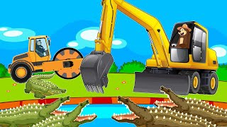 The Bear Farm Constructing a Canal to Rescue Crocodiles From Drought  Excavator Truck  Vehicles [upl. by Burbank244]