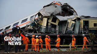 Headon train collision in Indonesia kills at least 4 [upl. by Alcot]